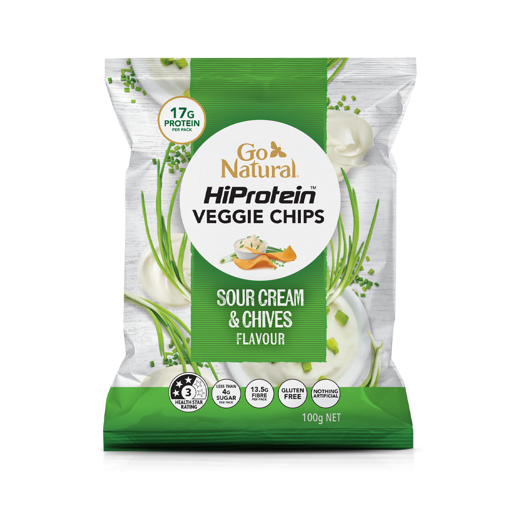 HiPROTEIN CHIPS - SOUR CREAM & CHIVES 100g - MINIMUM ORDER QTY 5 x 100g