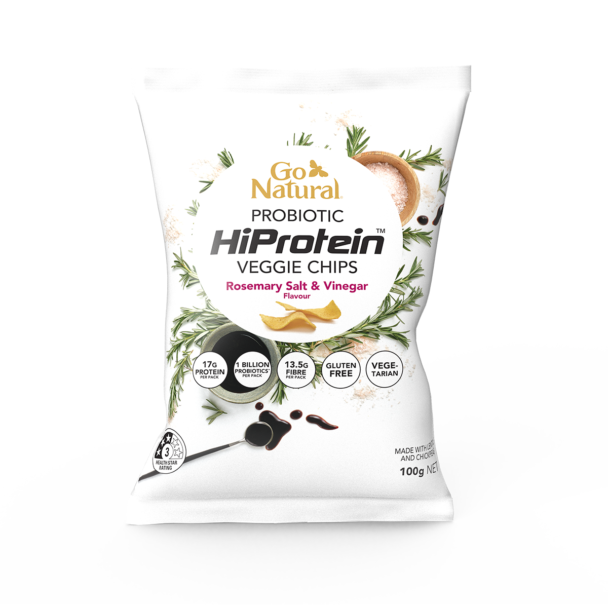 Go Natural Protein Chips Rosemary Salt & Vinegar Go Natural Australia